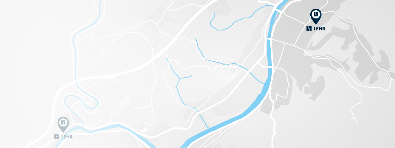 Karte mit den Standorten der LEHR GmbH in Trier und Wasserbillig.